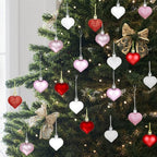 GP Life 36PCS Heart Ornaments for Valentine Tree, Hanging Decorations Included Pink White Red Heart Ornament