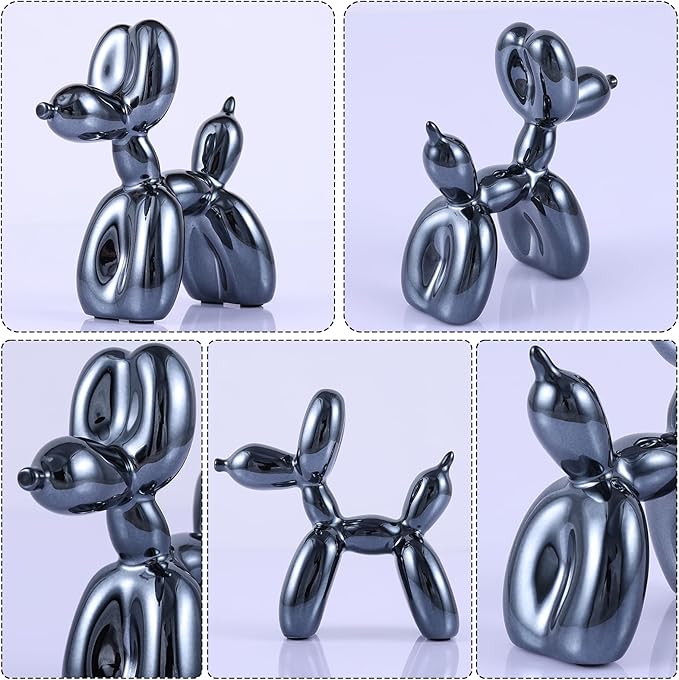 Black Balloon Dog Decor,Balloon Animal Sculpture, Preppy Room Shelf Decor,Cute Statue Home Decors, Bedroom Modern Sculpture Desk Decors,Office Gold Decorations Small Figurines