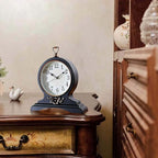 rnuie Desk Clock for Table Decor, Retro Mantel Clock Battery Operated for Fireplace Mantel, Living Room, Bedroom, Office, Desktop Decoration(Second Black)