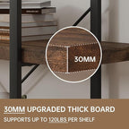 Heavy Duty 4-Tier Industrial Bookcase, 47" Wide Wood Bookshelf for Home Office, 120lbs Shelf Capacity, Rustic Open Shelving Display with Reinforced Horizontal Shelf for Living Room Bedroom