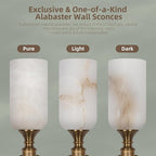 22in Alabaster Wall Sconce, Gold Sconces with Spanish Marble, Modern Brass Wall Mounted Lamp, Hardwired LED Wall Lighting for Bathroom Bedroom Living Room Staircase Hallway Dining Room
