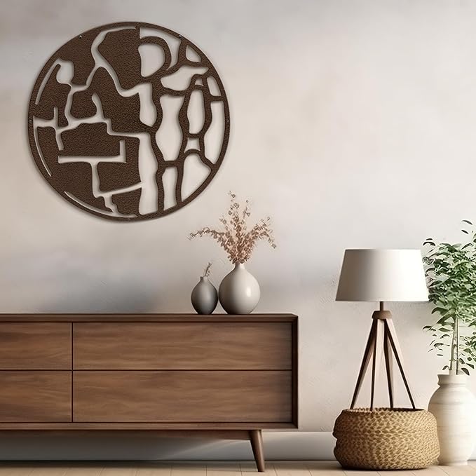 SIGNLEADER Metal Wall Art Decor Abstract Circle Shapes Minimalist Modern Abstract Wall Sculpture Hangings Home Decoration for Living Room, Bedroom, Bathroom, Kitchen, Outdoor - 18" Bronze