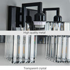 Modern Bathroom Vanity Light 2-Lights Plating Black Vanity Light Crystal Wall Light Bathroom Light Fixtures