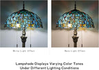 Tiffany Style Floor Lamp, 16" Stained Glass Dragonfly Shade with Antique Bronze Base, 2-Light E26 Pull Chain Standing Reading Light for Living Room, Bedroom, UL Listed, 16x16x64 Inches