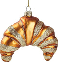Gold Ornaments for Christmas Tree 2025 - Croissant Blown Glass Christmas Decorations, 3D Hanging Christmas Ornament for Tree Xmas Home Decor Outdoor Fun Food Mini Centerpiece