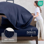 HEVUMYI Navy Blue Twin Comforter Set - 5-Piece All Season Bed in a Bag Twin, Ultra Soft Bedding Set with Comforter, Flat Sheet, Fitted Sheet, Pillowcases, Pillow Shams, Navy Blue