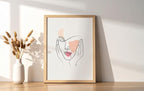 Y2K BOO Aesthetic Face UNFRAMED Wall Art Hands on Cheeks Continuous Line Drawing Abstract Pink Shapes 8x10 Inch Heavyweight Paper Studio Decor