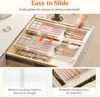 Lifewit 2 Pack Sliding Makeup Drawer Organizer Trays with Inserts, Extendable Hanging Desk Drawer Divider, Fits 13-20" Deep Drawers for Vanity, Office, Kitchen, Translucent