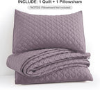 HORIMOTE HOME Quilt Twin Size Grayish Purple, Lightweight Quilt for Summer Ultra-Soft Microfiber Modern Style Quilted Clouds Pattern Bedspread Quit Set 2 Pieces (1 Quilt and 1 Pillow Sham)