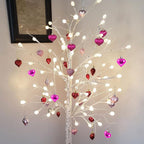 Valentine's Day Heart Ornaments for Tree - Valentine Ornaments Valentine Tree Decorations - Glitter Rose Gold Red Purple - Mini 24 Pcs