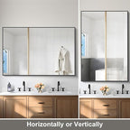 Black Bathroom Mirror for Wall, 60x40 Inch Rectangle Mirrors with Metal Frame, Modern Vanity Wall Mirror Decor for Entryway Hangs, Bathroom Living Room Horizontal or Vertical