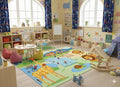 Animal Classroom Rug for Preschool, 106W x 145L inches, Safari Theme, Non-Slip Backing, Educational Kids Area Rug, Multicolor (270x370)