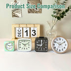 Small Battery Operated Analog Alarm Clock, Travel Clock, Quieter Bedside Clocks for Bedrooms Bathroom Shelf Desk, Green