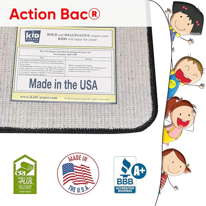 KIDCARPET.COM World Character Rectangle Classroom Rug | Bordered Area Rug for Preschool Daycare Learning, 7'6" x 12'