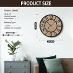 Maxstar Wall Clock for Living Room,Metal & Wood Silent Rustic Farmhouse with Arabic Numeral, Battery Operated Wall Clocks Decorative for Bedroom Office Home Decor 13inch Black