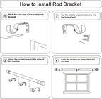 Curtain Rods for Windows 16 to 200 Inches Adjustable Length 1 Inch Diameter Window Curtain Rod with Aluminium Finials, Black