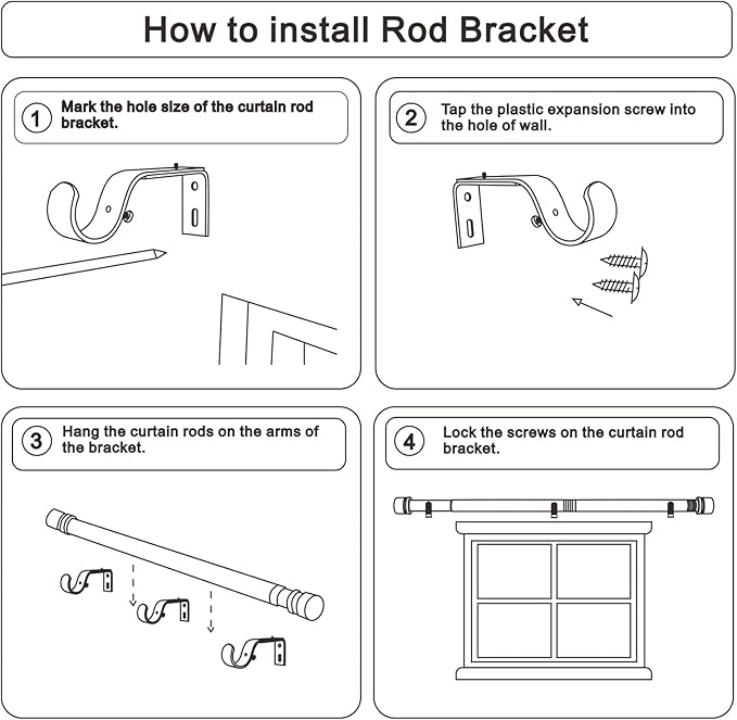 Curtain Rods for Windows 16 to 200 Inches Adjustable Length 1 Inch Diameter Window Curtain Rod with Aluminium End Cap, White