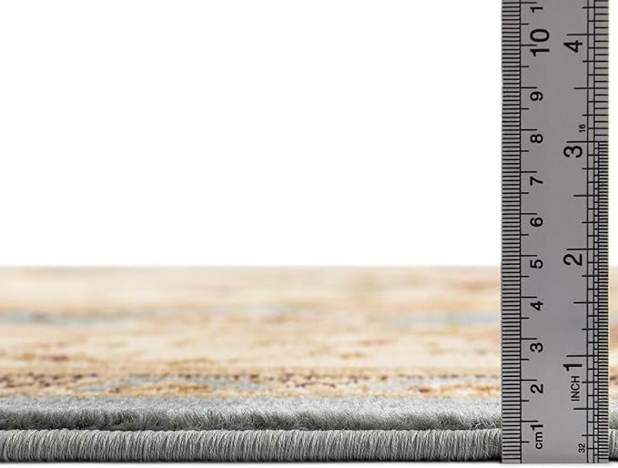 Rugs.com Chateau Collection Rug – 3' x 19' 8 Runner Light Blue Medium Rug Perfect for Hallways, Entryways