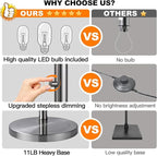 Nintiue Dimmable Floor Lamp - 3 Lights Silver Floor Lamps for Living Room with White Shades & Heavy Base, Mid Century Tree Floor Lamp for Bedroom Office, 3 LED Bulbs Included
