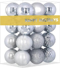 Silver 1.6" Small Christmas Balls Christmas Tree Decoration Ornaments Shatterproof Hanging Balls for Birthday Halloween Holiday Wedding Decorations Set of 24pcs