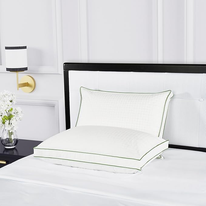 Kate Spade New York Firm/Extra Firm Pillow 20" x 28", Adjustable Down Alternative Pillow with 2" Gusset for Maximum Loft, Best for Back or Side Sleepers, Queen, White