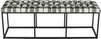 HomePop Upholstered Button Tufted Decorative Bench with Metal Base, Black and White Plaid