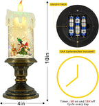 Christmas Flameless Candles, Flickering Flameless Candles with Timer, Christmas LED Candles Battery Operated, Snow Globe Candle Light for Christmas Decorations