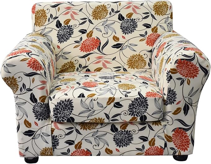 KRFOONN 2 Piece Chair Covers Printed Sofa Covers Couch Covers Washable Armchair Sofa Couch Slipcover Furniture Protector with Elastic Bottom for Living Room (Armchair, 01), Small