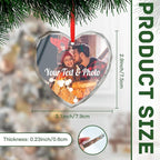 Personalized Christmas Crystal Ornaments Custom Heart Photo Ornament 2024 Customized Christmas Ornament Personalized First Christmas Keepsake Gifts for Couples Family Friends Xmas Decor