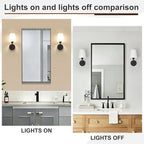 Modern Wall Sconces Set of 2, Hardwired Wall Lights with Flared White Fabric Shade, Matte Black Wall Lamps for Bedroom Bedside Stairway Bathroom Living Room(ETL Listed)