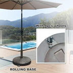 COBANA Patio Umbrella Base, Heavy-Duty Stand Resin Weights with Wheels for Outdoor Market Umbrella, 52lbs, Bronze