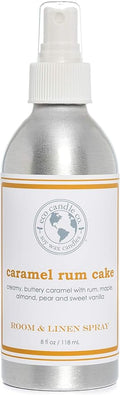 ECO CANDLE CO. Room & Linen Spray, Caramel Rum Cake, 8 oz. - Scents Of Caramel, Rum, Maple, Almond, Pear, & Vanilla - Recycled Aluminum Bottle, No Propellents, Pump Top, All Natural Ingredients