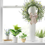 Decorative Bow for Forsythia Wreath, Wild Floral Wreath for Home Wedding Living Room Front Porch Yard Window Farmhouse Decor, Elegant Accessory for All Seasons