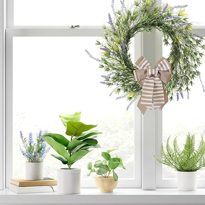 Decorative Bow for Forsythia Wreath, Wild Floral Wreath for Home Wedding Living Room Front Porch Yard Window Farmhouse Decor, Elegant Accessory for All Seasons