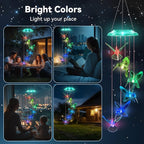 Wind Chimes,Hummingbird Solar Wind Chimes for Outside, Memorial Wind Bell for Garden/Patio Mobile Decorative Thanksgiving Gifts for Mom, Wife, Grandma Neighbors(Green 28")