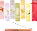Folkulture Incense Sticks with Holder (120 Sticks) | Set of 6 Floral Incense Sticks For Room Fragrance, Valentines Day Gifts | No Charcoal, Non Toxic, 45 Min, Long Burning Jasmine, Rose Insence-Sticks