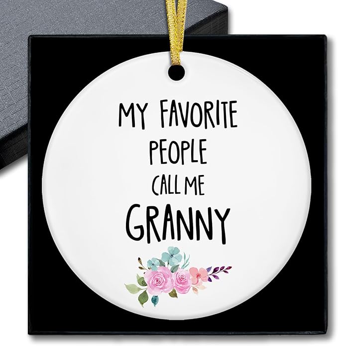 My Favorite People Call Me Granny Ornament, Grandma Mother's Day Birthday Gifts from Grandkids Ceramic Ornament Keepsake, Gifts for Granny Hanging Ornaments for Christmas Tree Decoration