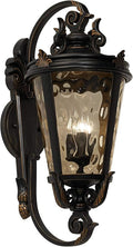 John Timberland Casa Marseille European Outdoor Wall Fixture Veranda Bronze Brown Ornate Scroll 36" Champagne Hammered Glass for Exterior House Porch Patio Outside Deck Garage Front Door Home