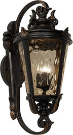 John Timberland Casa Marseille European Outdoor Wall Fixture Veranda Bronze Brown Ornate Scroll 36" Champagne Hammered Glass for Exterior House Porch Patio Outside Deck Garage Front Door Home