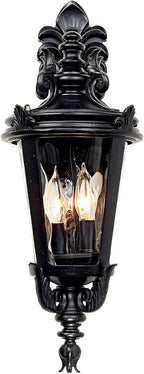 John Timberland Casa Marseille European Outdoor Wall Light Fixture Textured Black French 21 3/4" Clear Hammered Glass for Exterior House Porch Patio Outside Deck Garage Front Door Garden Home