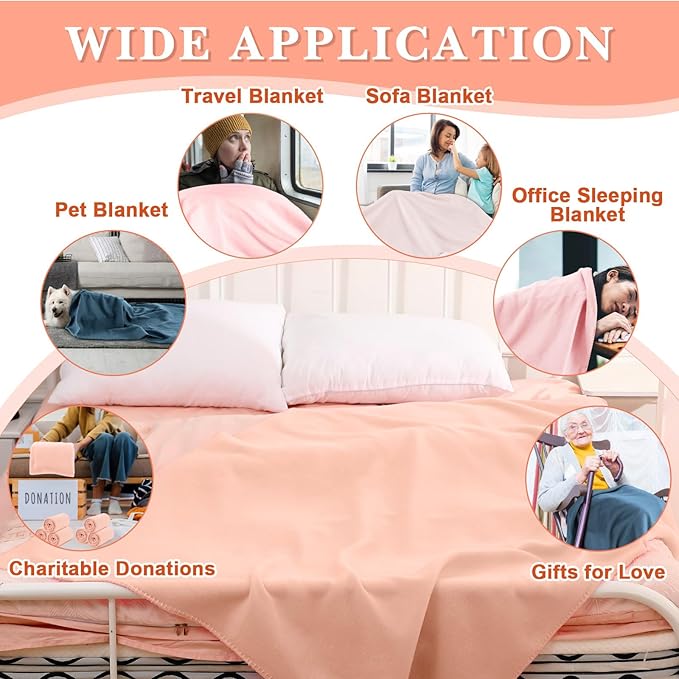 Newwiee 48 Pcs Fleece Throw Blankets Bulk 50'' x 60'' Oeko-tex Standard 100 Certified Spring Outdoor Wedding Guest Blankets Lightweight for Sleepover Donation Lap Pet Sofa Home (Pink Shades)