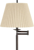 360 Lighting Modern 60" Tall Standing Floor Lamp Skinny Adjustable Swing Arm Pole Brown Metal Bronze Finish Living Room Bedroom House Reading Office Home Decor Entryway Dining Beige Pleated Shade