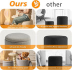 Round Ottoman with Storage Set of 2-Upholstered Sherpa Vanity Stool for MakeupMultifunctional Ottomans Coffee Table Padded Seat Foot Rest for LivingRoom&Bedroom(Sherpa Gray)