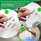 12 Pack Long-Lasting Spider Repellent Pouches - Natural Peppermint & Lemongrass Oil Blend, Indoor/Outdoor Pest Control for Closets, Attics, Garages, RVs (60 Day Protection)