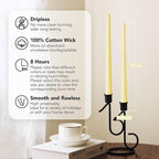 New Burning Formula Unscented Dripless 10-Inch Taper Candles Set of 12 - Ivory, for Wedding, Dinner - Smokeless, Long Burning - Hand Poured, Colored Tall Candlesticks - Marfil