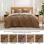 WRENSONGE King Size Quilt-3 Pieces Lightweight Bedspreads Brown King Quilt Bedding Set for All Seasons, Soft Summer Coverlet with 2 Pillow Shams Suitable for Bed, Couch, Quilt Blanket