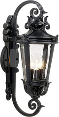 John Timberland Casa Marseille European Outdoor Wall Light Fixture Mediterranean Black Scroll Arm 21 1/2" Clear Hammered Glass for Exterior House Porch Patio Outside Deck Garage Front Door Home