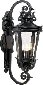 John Timberland Casa Marseille European Outdoor Wall Light Fixture Mediterranean Black Scroll Arm 21 1/2" Clear Hammered Glass for Exterior House Porch Patio Outside Deck Garage Front Door Home