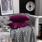 12x20 Purple Throw Pillow Cases: 2 Pack Original Striped Velvet Rectangular Decorative Pillow Covers for Farmhouse Couch