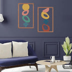 ruelen Abstract Metal Irregular Wall Art - Modern 3D Black Geometric Metal Wall Decor for Living Room - Luxury Wall Sculpture - Colorful Minimalist Home Decor (Metallic wood grain effect)